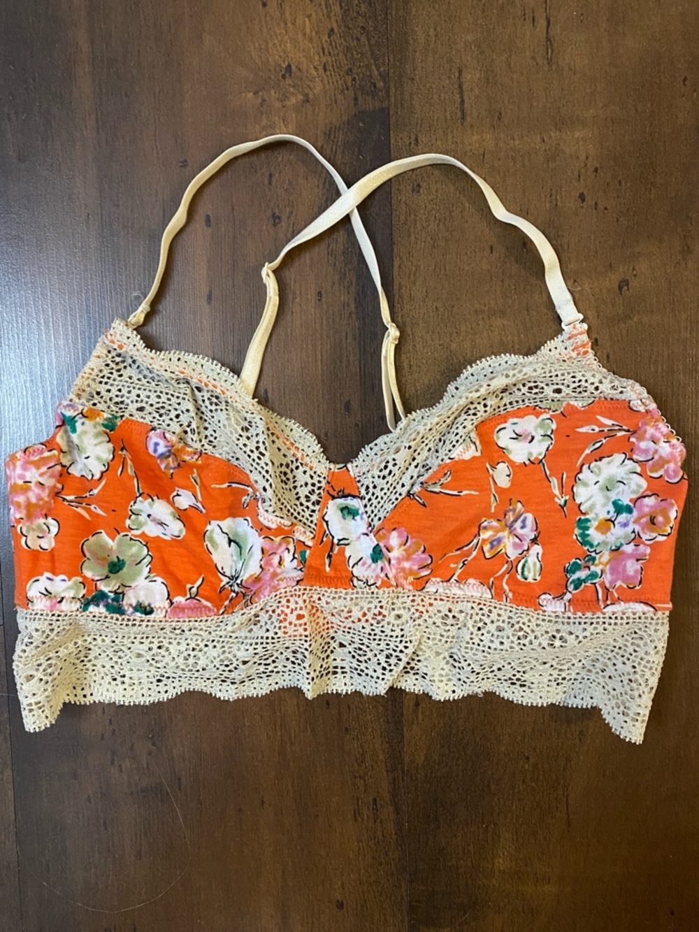 Floral Lace Bralette - Orange